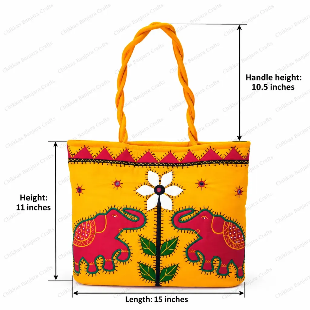 [SAB2YL] Small Applique Bag - SAB2 (Elephant Design) (Yellow)